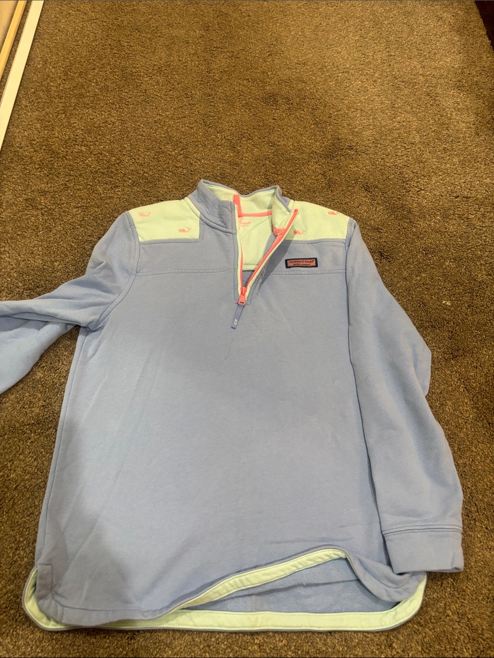 Girls Vineyard Vines Light Blue Shep Shirt - quarter Zip Pullover